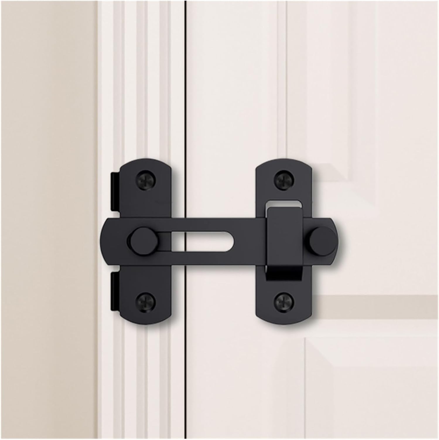 SBTRKT Door Lock Guard Latch Bolt 90 180 Degree Stainless Steel Toggle Latch Sliding Barn Door Lock Black Iron Right Angle Barn Lock (Color : Black 180 Large, Size : 1 Set)
