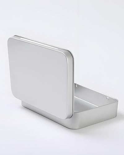 Miniatura 24 de Paquete de 12 latas rectangulares vacías de almacenamiento de metal con tapas transparentes con bisagras para ventanas para objetos pequeños y otros