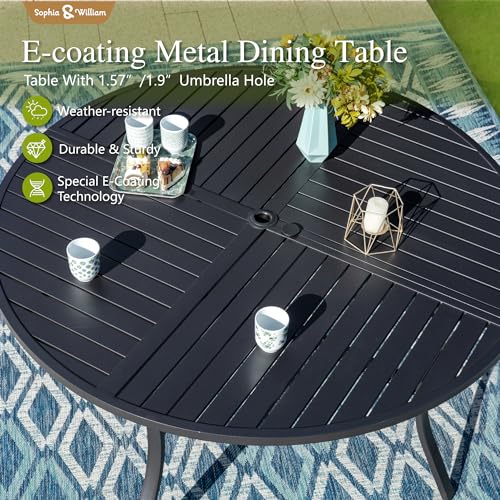 Image of Sophia & William Outdoor Dining Set Patio Dining Set for 4 Round Patio Table and Chairs Set 5 Pieces with Swivel Patio Chairs 42 inch Metal Table for Garden Pool All Weather Grey