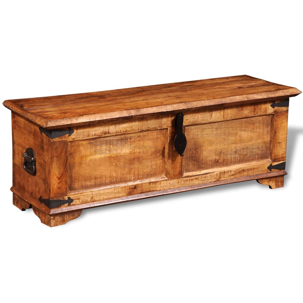 HOMIUSE Baúl de almacenamiento de madera de mango áspero, cofre del tesoro con tapa, caja del tesoro, baúl de madera con tapa, banco de baúl, con cerradura, caja no con cerradura, 110 x 35 x 40 cm