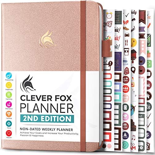 Clever Fox Planner 2nd Edition  Colored Weekly & Monthly Goal Setting Planner, Habit Trackers, Time Management and Productivity Organizer, Gratitude Journal, Undated, A5, Lasts 1 Year  Dark Teal