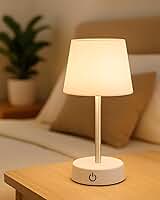 Abajur de Mesa LED Recarregável Touch Sem Fio | Luz Amarela Regulável| Luminária para Quarto, Criado-Mudo, Escritório, Leitura e Decoração Moderna
