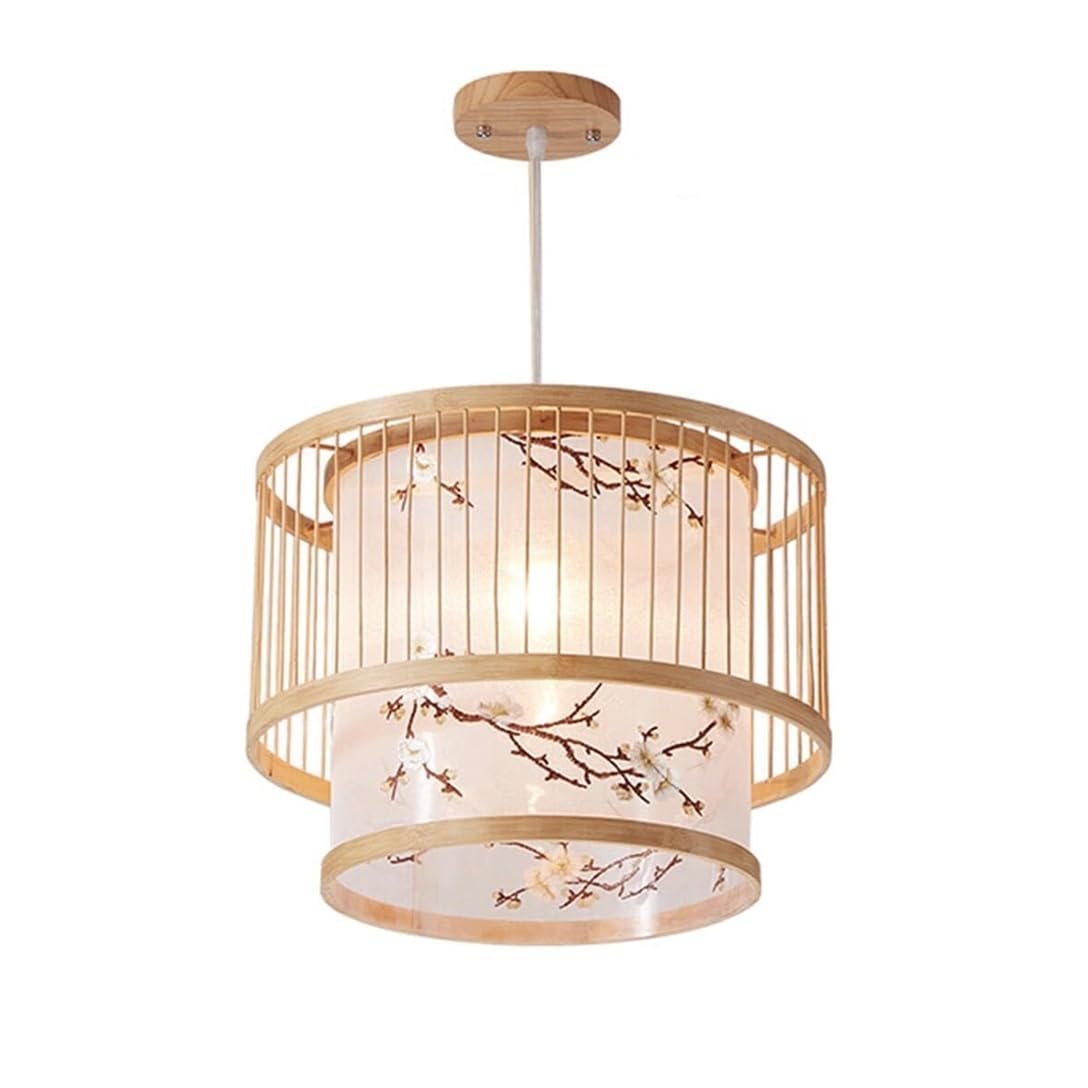 Lustre en bois tressé suspension anti-éblouissement pour îlot de cuisine et salon