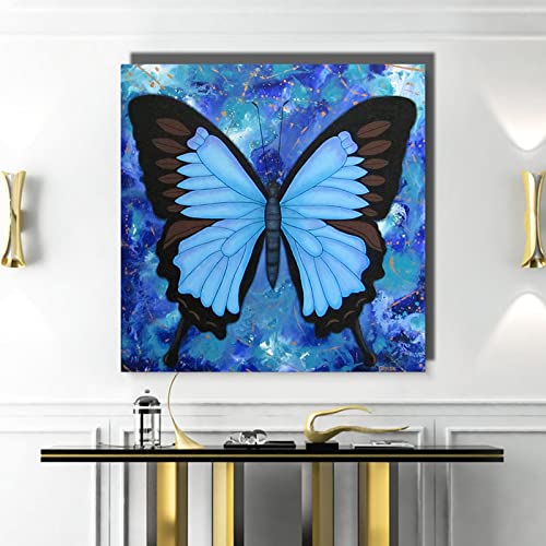 Peinture papillon bleu moderne art abstrait impression HD toile salon 80x80