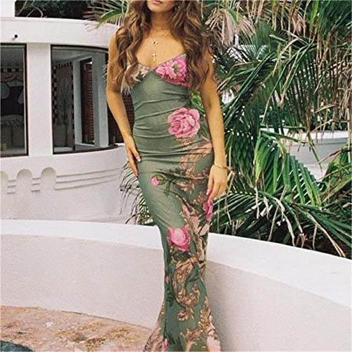 Women Vintage Spaghetti Strap Maxi Dress Sexy Low Cut Backless Floral Satin Slip Long Dress Y2k Cami Bodycon Dresses2