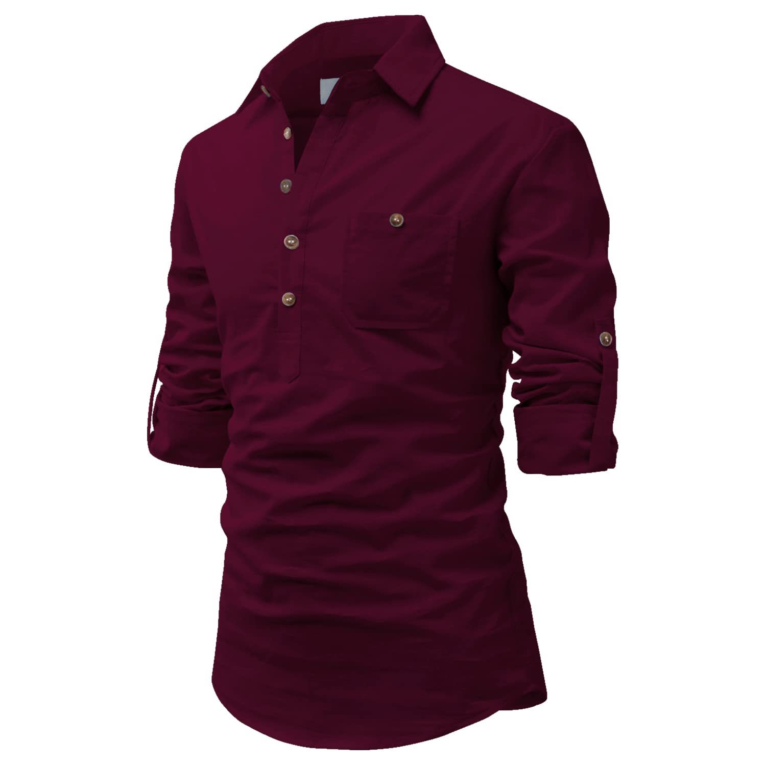 edinwolf Cotton Solid Casual Short Kurta for Men-picture-16