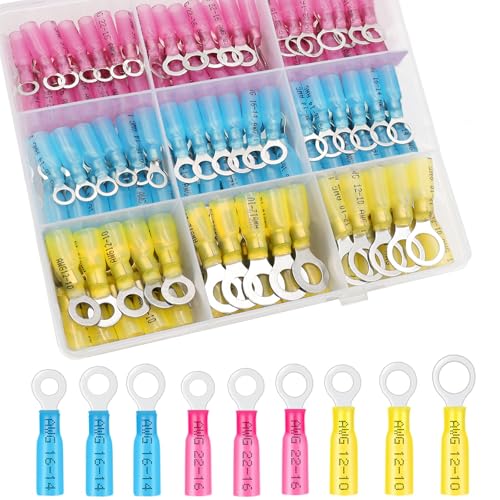 110Pcs Heat Shrink Ring Terminals Kit - Waterproof Crimp Wire Connectors