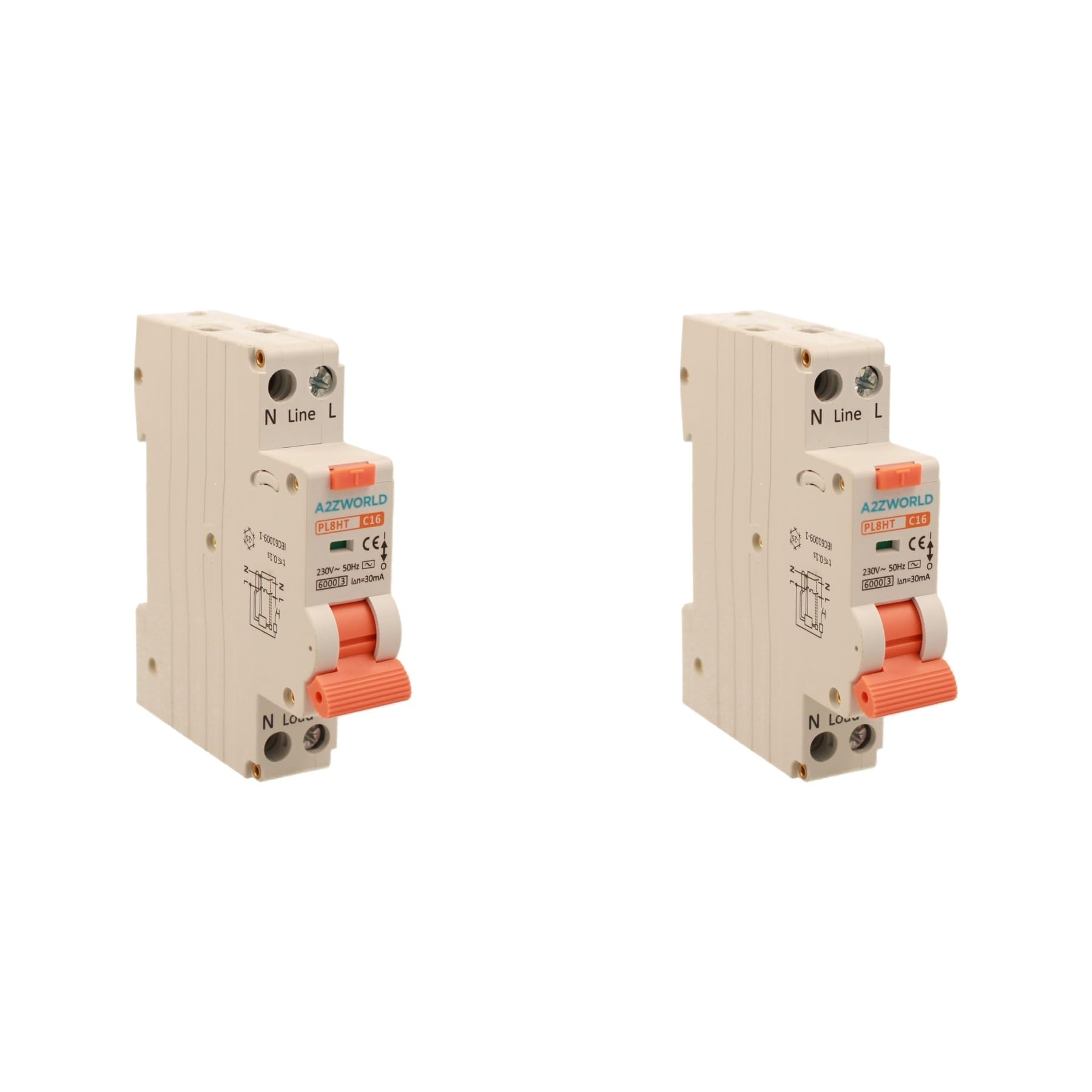 2 Pezzi Interruttore Magnetotermico Differenziale, RCBO 1P+N C16 16A, Tipo AC Curva C 30mA 6000A, Salvavita Slim Da 1 Modulo DIN, 2 Poli 220V