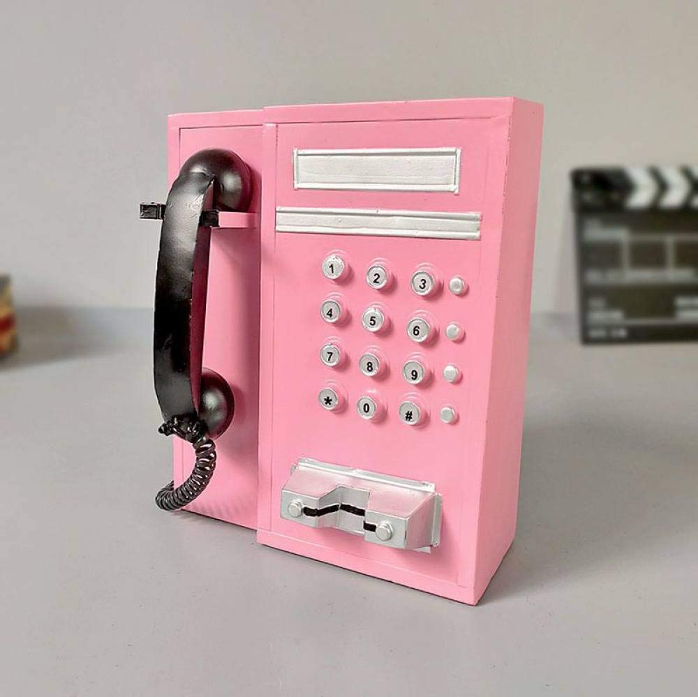 Mignon téléphone rétro statue fer rose petit artisanat à offrir en cadeau