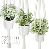 HahaMagic 3er Set Künstliche Hängepflanzen mit Makramee-Ampeln – Realistische Fake Pflanzen inkl. Handgeflochtener Boho-Ampeln & Befestigungshaken für Wohnzimmer, Küche & Büro Deko