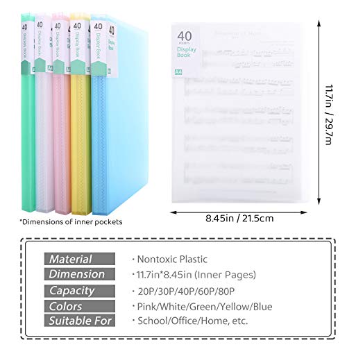 Phyxin 60 Pockets File Folder Plastic Presentation Book Portfolio Folder Clear Sleeves Protectors Display Book Document Organizer For Music Sheets Artwork Drawing For School Office Business White #TOP3