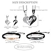 Cupimatch Jewellery Set Couple Puzzle Pendant Stainless Steel Necklace Braided Bracelets Curb Chain Bracelet Zirconia Curb Chain Partner Bracelet Friend Bracelet Women's Men's Bangle Silver Black #3
