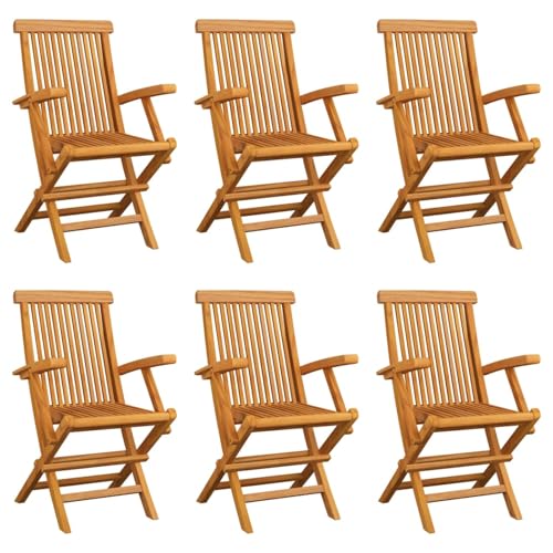 Susany Sillas de jardín plegables 6 piezas de madera maciza de teca