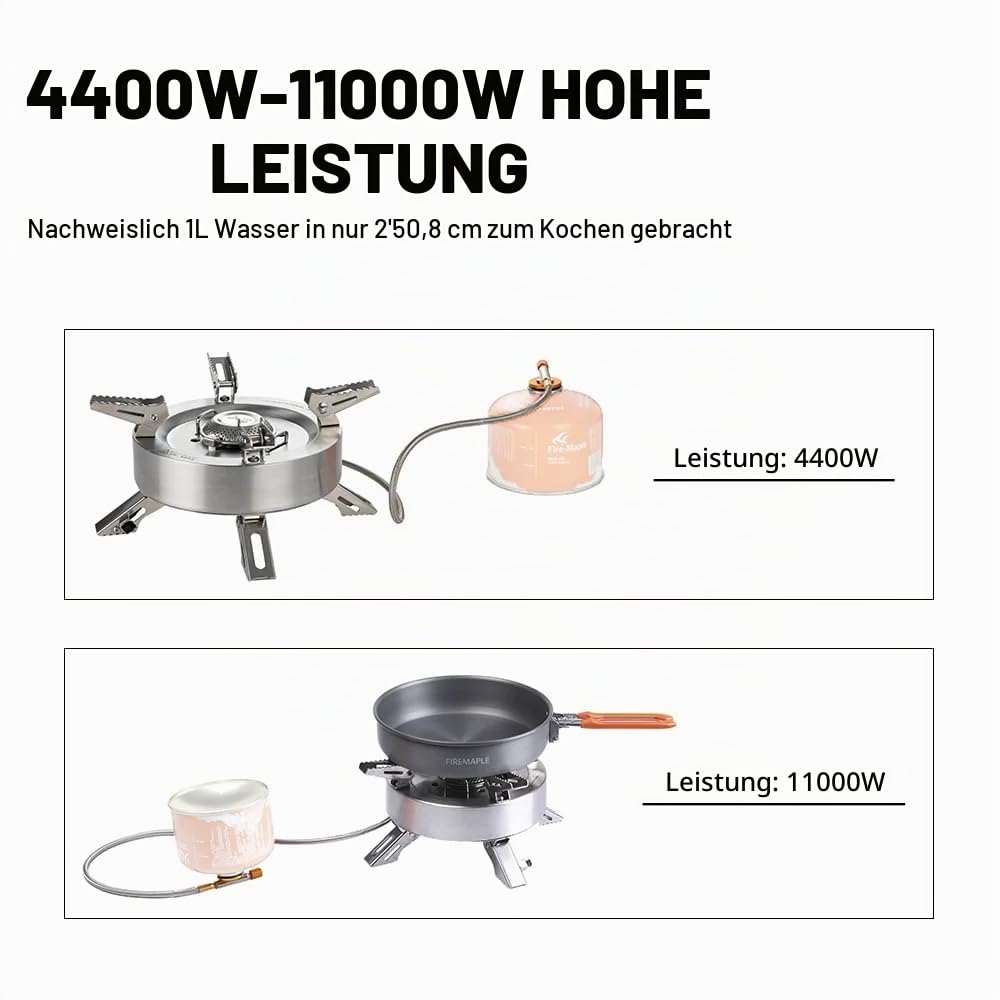 Fire-Maple Saturn X Campingkocher 4400W-11000W Hochleistung | Gasbrenner Faltbarer Gaskocher mit Doppelvorwärmer, verstellbaren Beinen und Tragetasche für Camping und Outdoor
