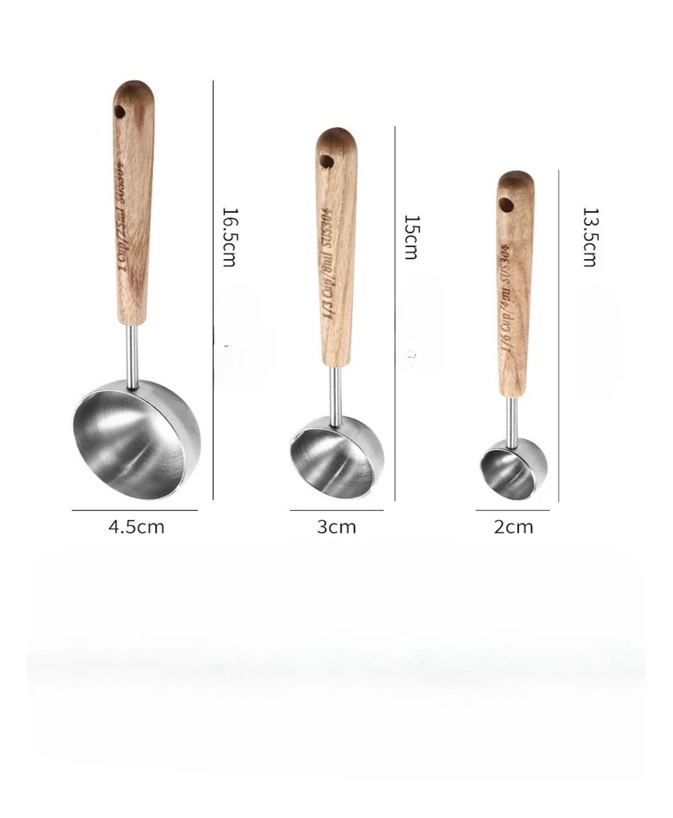 Cuchara medidora de café 8ml/25ml de acero inox, mango madera | Para granos de café, leche en polvo y condimento; modelo 8ml/25ml(Grey)