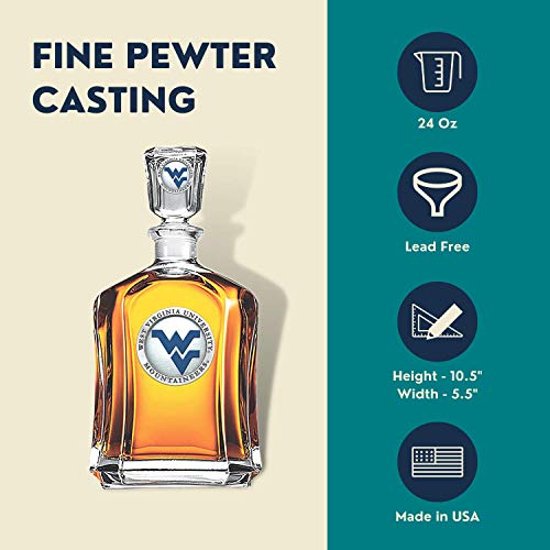 Image of Heritage Pewter West Virginia Capitol Decanter | 24 OZ Whiskey Decanter for Liquor with Airtight Stopper | Expertly Crafted Pewter Glass