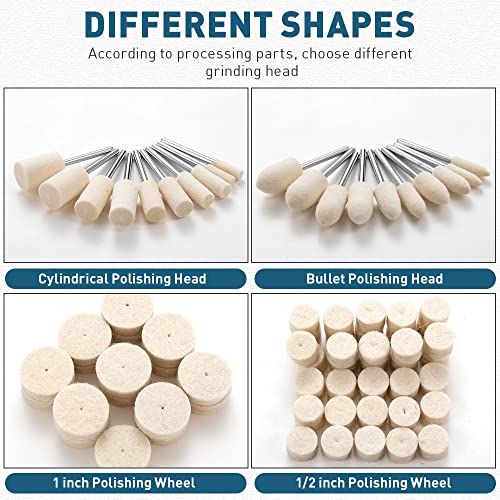 Fotybei FOTYBEI-FELT-01 Polishing Buffing Wheel For Dremel Rotary Tool 80Pcs Accessories Wool Felt Polishing Pad Wheel Set thumb #2