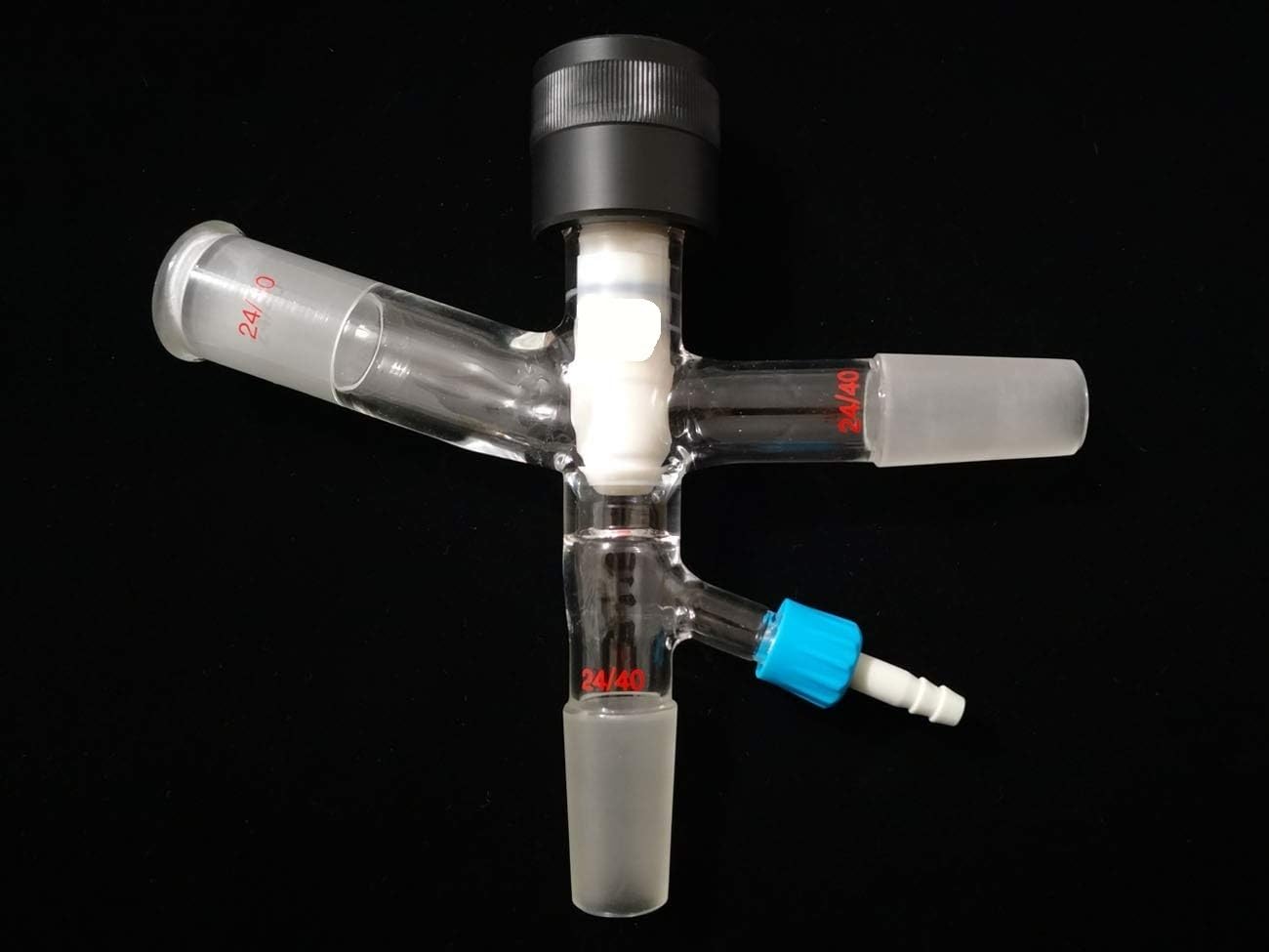 Adaptador de corte de vidrio de alto vacío 24/40 con GL14 de 75 grados for destilación de trayectoria corta.