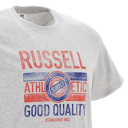Russell Athletic SS Crewneck tee Shirt Camiseta, New Grey Marl, 176 Unisex niños