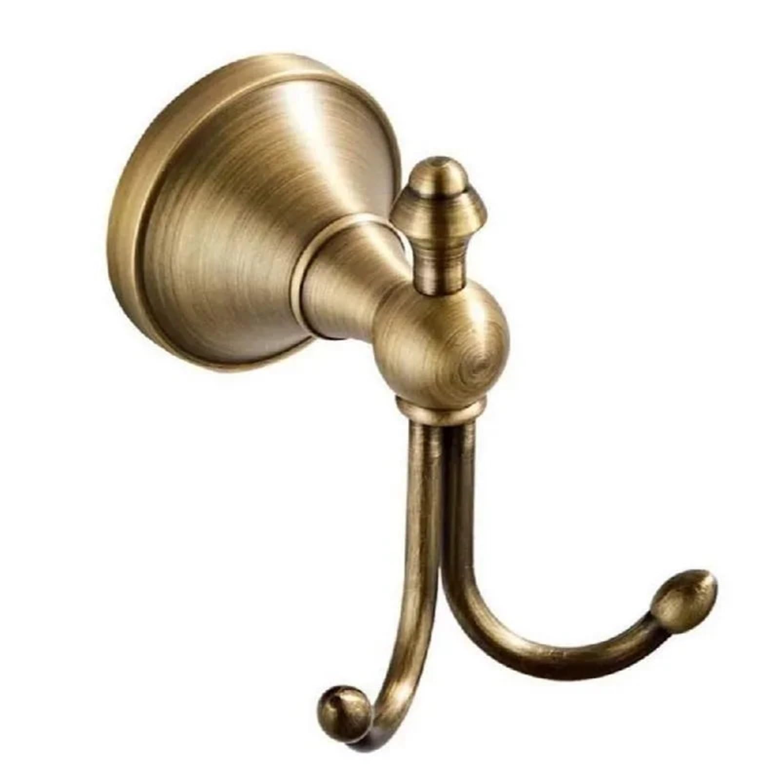 Wjiayao 1 Pcs Brass Coat Hooks Vintage Household Wall Mounted Towel Hooks Antique Brass Bathroom Robe Coat Hanger With Brushed Double