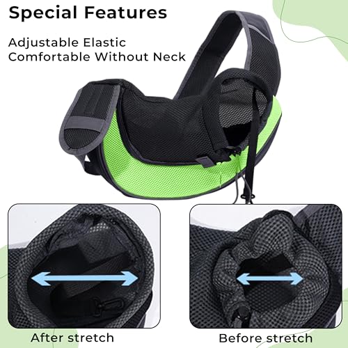 Image of Kraptick Pet Sling Carrier, Pet Carrier Bag for Shitzu Puppy, Cat & Rabbit with Comfortable Adjustable Pouch Single Shoulder Carry Tote Handbag for Pets, Large Size (Green)