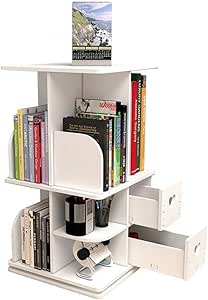 Book Shelves Freestanding Desktop Wooden Shelving Bookshelf Revolving ...