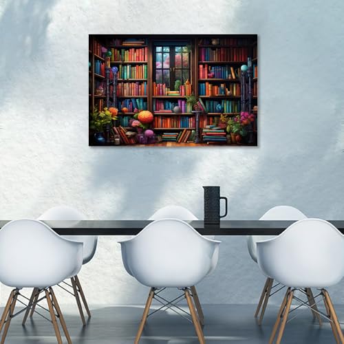 Toile bibliothèque fantastique pour raviver un mur blanc de salon sombre - 4