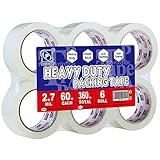 PERFECTAPE Heavy Duty Packing Tape 6 Rolls, Total 360Y, Clear, 2.7 mil, 1.88 inch x 60 Yards, Ultra