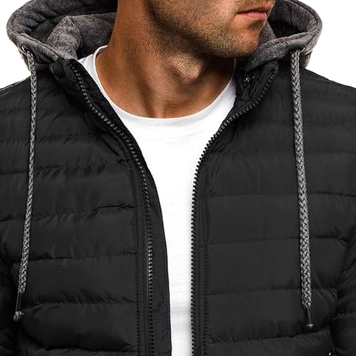 Maiyifu-GJ Men's Hooded Puffer Jacket Winter Warm Down Coats Casual Lightweight Quilted Padded Jackets Windproof Outerwear2