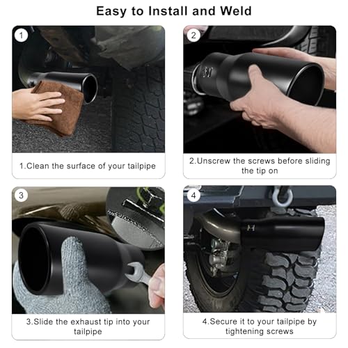 Image of MuHize 1.5-2.5 Inch Clamp-On Adjustable Exhaust Tip, 4 inch Outlet x 9 inch Length