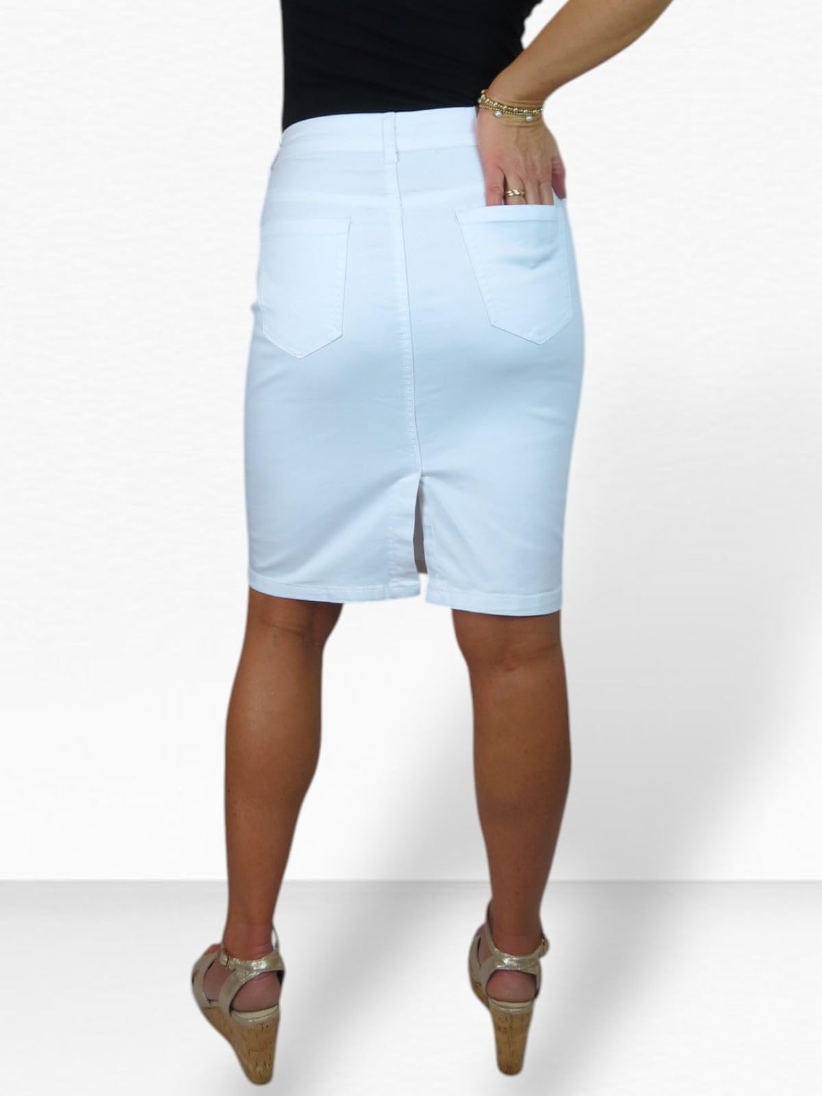 Damen-Bleistiftrock Aus Schwerer Baumwolle, Jeans-Stil, Lässig 34-46