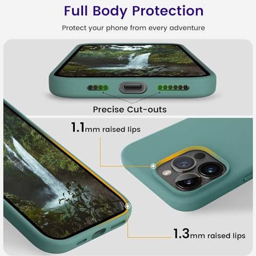 Image of Elzzi Microfiber Candy Case Compatible for iPhone 14 PRO MAX, Shockproof Slim Back Cover Liquid Silicone Case (Pine Green)