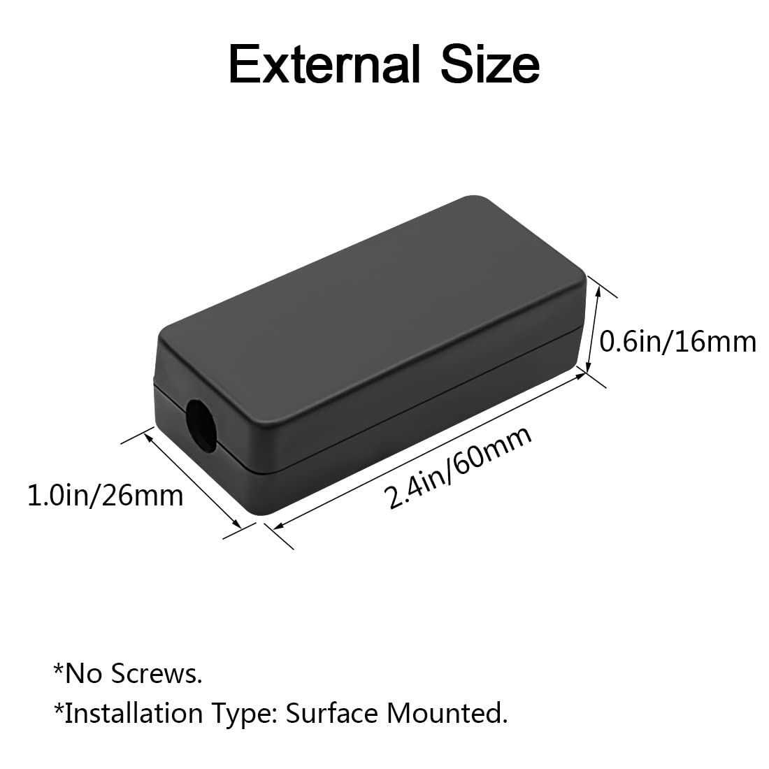 LeMotech Abzweigdose aus ABS-Kunststoff, 60 x 26 x 16 mm, Schwarz, 5 Stück