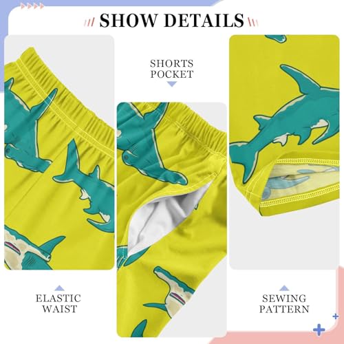 Blue Hammerhead Sharks Yellow Boys Pants for Kids Jogger Pants with Pockets S-XL4