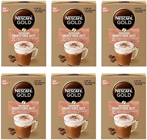 NESCAFÉ GOLD Cappuccino Unsweetened Coffee, 8 Sachets, (Pack of 6, Total 48 Sachets)
