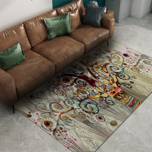 Tapis de salon 60x90 antidérapant abstrait multicolore fin - 6