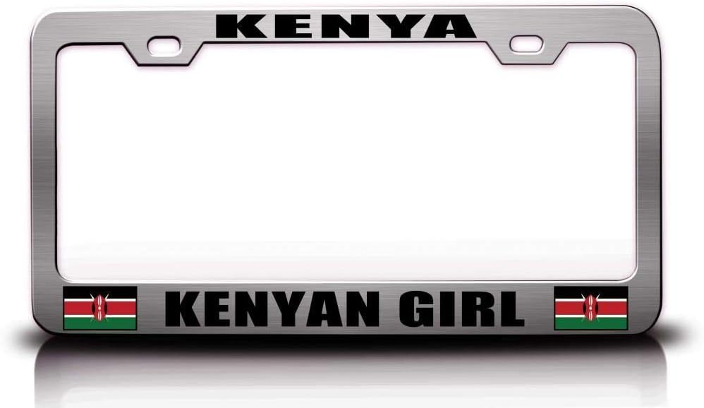 Kenyan Girl Country Flag Metal Car SUV Truck License Plate Frame Ch o51