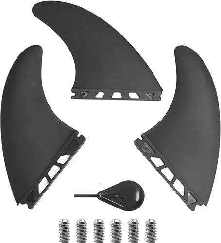 Miniatura 2 de Generic Juego de 3 aletas para tabla de surf con 1 tornillo de aleta sin herramientas, aletas de empuje reforzadas con fibra de vidrio para tabla