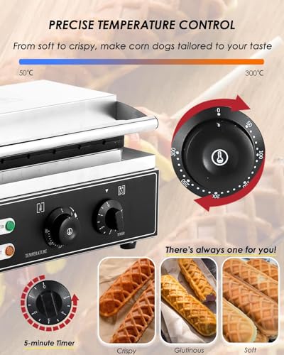 Gaufrier à hot dog appareil électrique avec contrôle de température et minuterie