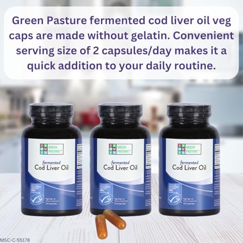 Green Pasture Fermented Cod Liver Oil -Non-Gelatin 120 Capsules - Thumbnail 2