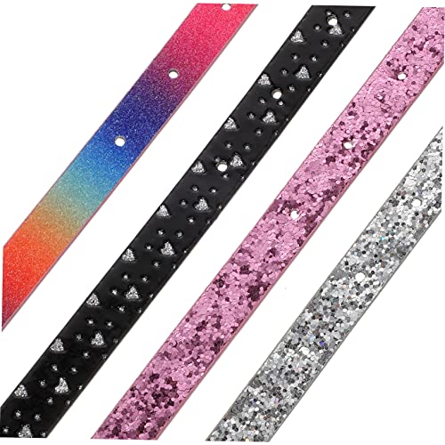 4pcs Boy Girl Faux Leather Belts for Rainbow Glitter Colors Heart Shape Design for Girls Jeans and Outfits2