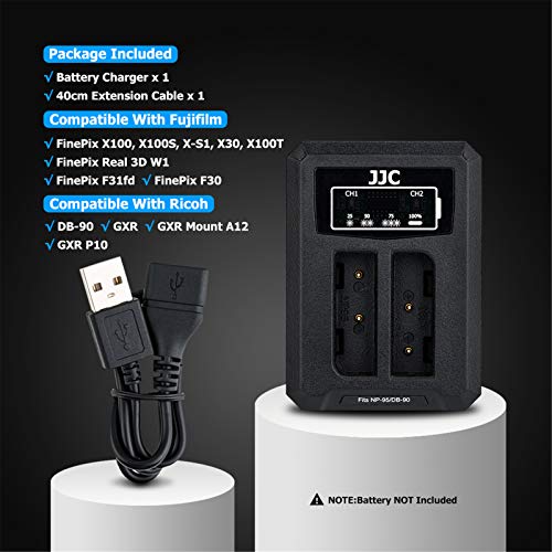NP-95 Cargador de batería USB Dual Adaptador para Fujifilm FinePix X100T, X100S, X100, X30, X-S1 Cargadores para cámara Digital Fuji NP-95 Ricoh DB-90 - imagen 6