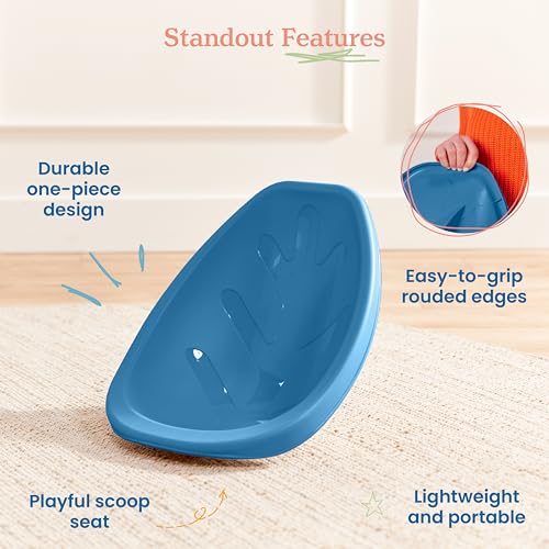 Image of ECR4Kids Plastic Leaf Scoop Floor Rocker Seat, Classroom Furniture, Peacock Blue, 6-Piece