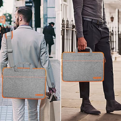 Image of Hseok Laptop Shoulder Bag 13 13.3 14 Inch Case Compatible with MacBook Pro /Neo 14 inch M5 /M4 /M3 /M2 /M1,Mac Air /pro /Neo 13 inch and Most 13 13.3 14 Notebooks,Spill-Resistant Briefcase,Dark Gray & Orange