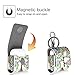 Fintie Case for AirPods 2&1, Premium PU Leather Magnet Closure Protective Portable Cover Skin with Metal Clasp and Keychain for AirPods 2&1, Love Tree