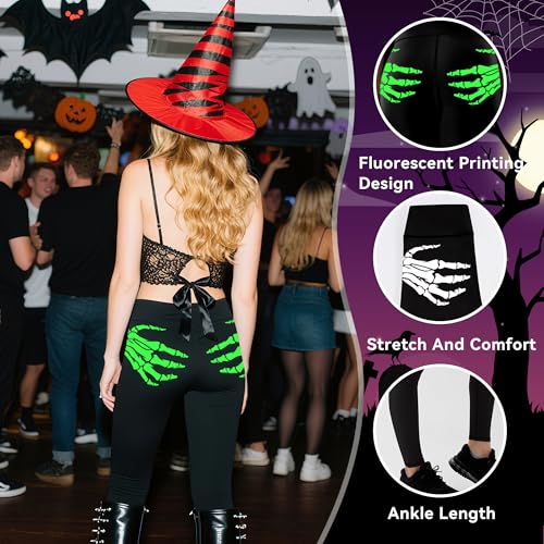 Glow in The Dark Halloween Theme High Waisted Leggings for Women Fitness Yoga Pants Cycling Workout4