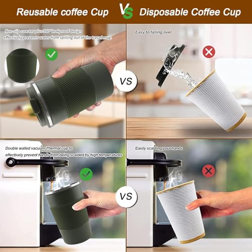 Image of Insulated Travel Coffee Mug, Stainless Steel Coffee Cup with Leakproof Lid | Double-wall insulation keeps drinks hot or cold for hours, with a leakproof lid and portable stainless steel design
