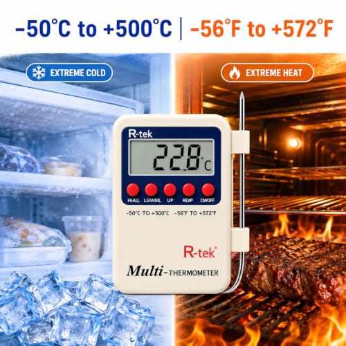 Image of R-TEK Multipurpose Digital Multi Stem Thermometer with External Sensing Probe(Aquarium, Fridge, Machines)