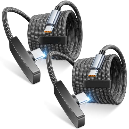 Image of Verilux 2Pcs 90 Degree C Type Charger Cable 6.6FT /2M, PD 60W Type C Cable Fast Charging with 480Mbps Data synch, Nylon Braided for iPhone 17 /16 /15 Series, Galaxy S26 /S25 /S24 /S23, iPad, MacBook