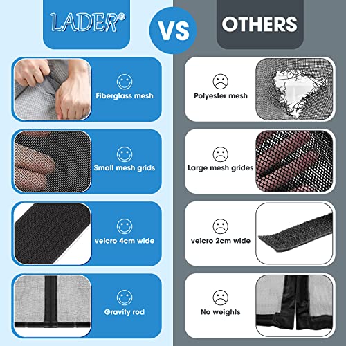 Lader Garage Door Screen For 2 Car Garage 16X7Ft, Magnetic Garage Screen Doors With Retractable Fiberglass Mesh, Hands Free Screen Door Kit, Easy Assembly & Pass, Anti Annoying Animals (Black) #TOP3